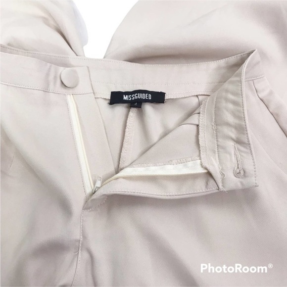 Missguided cream beige wide leg cropped pants size 4 - Picture 9 of 9